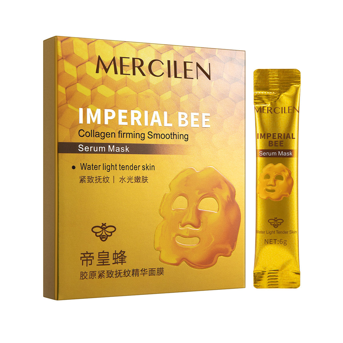 Mercilen Hot Sales Emperor Propolis Firming and Anti-Wrinkle Essence Mask 6g*10 Pieces