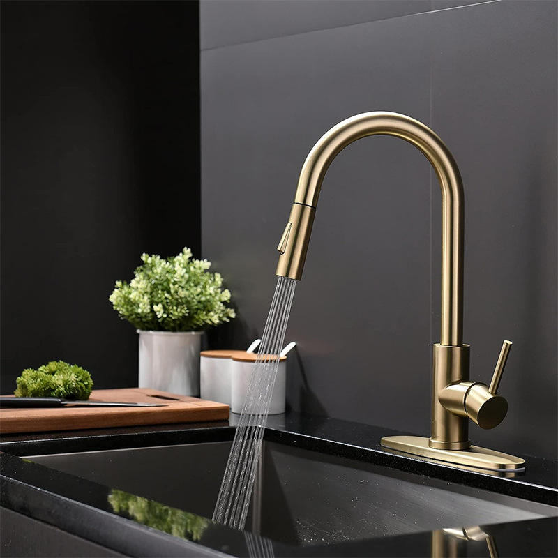 Stainless Steel Brushed Gold Hot&cold Water Tap Rotating 2-modes
