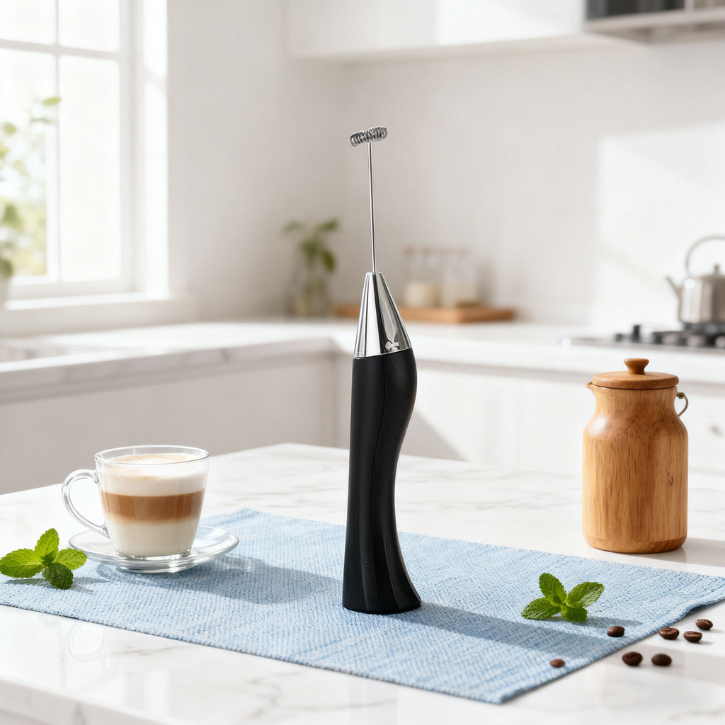 Eco-Friendly Mini Automized Electric Handheld Stainless Steel Milk Foamer Modern Battery Operated Milk Blender