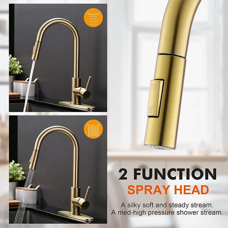 Stainless Steel Brushed Gold Hot&cold Water Tap Rotating 2-modes